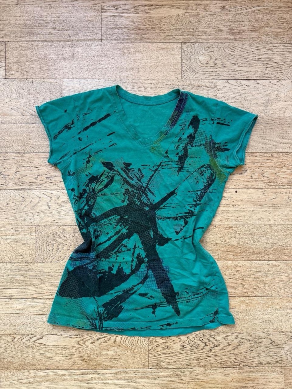 Y2K Grunge Turquoise Abstract Graphic Baby Tee